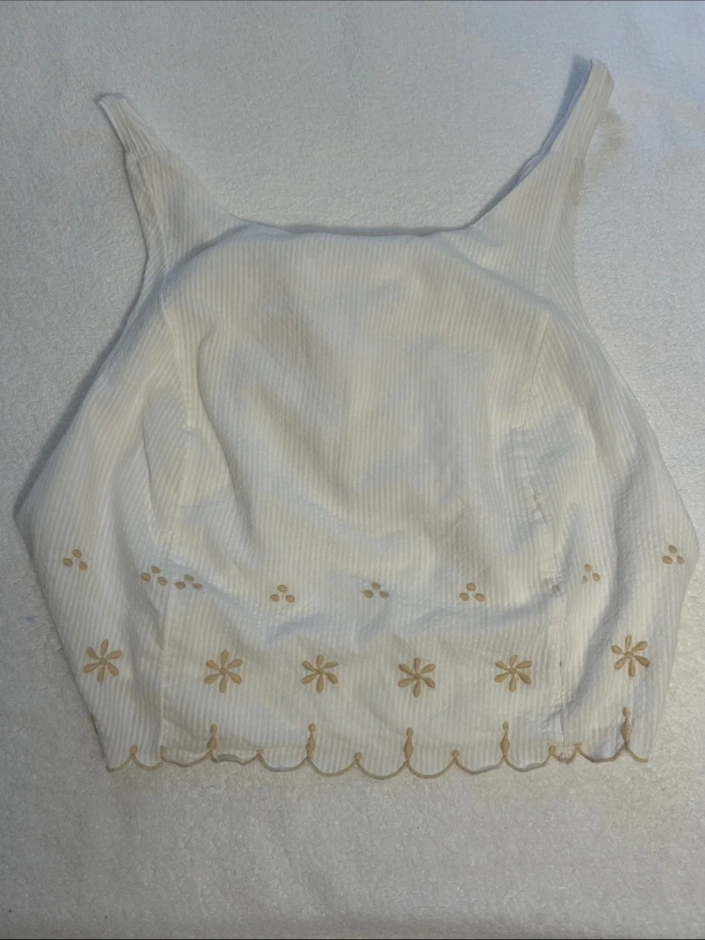 Free People Large Top Kayla Solid Embroidered Top Ivory Combo 100% Cotton Lined